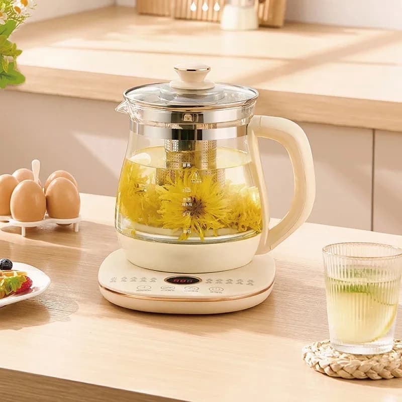 Théière électrique multifonction en verre, 220V, bouilloire domestique, théière à fleurs, 1,8 l