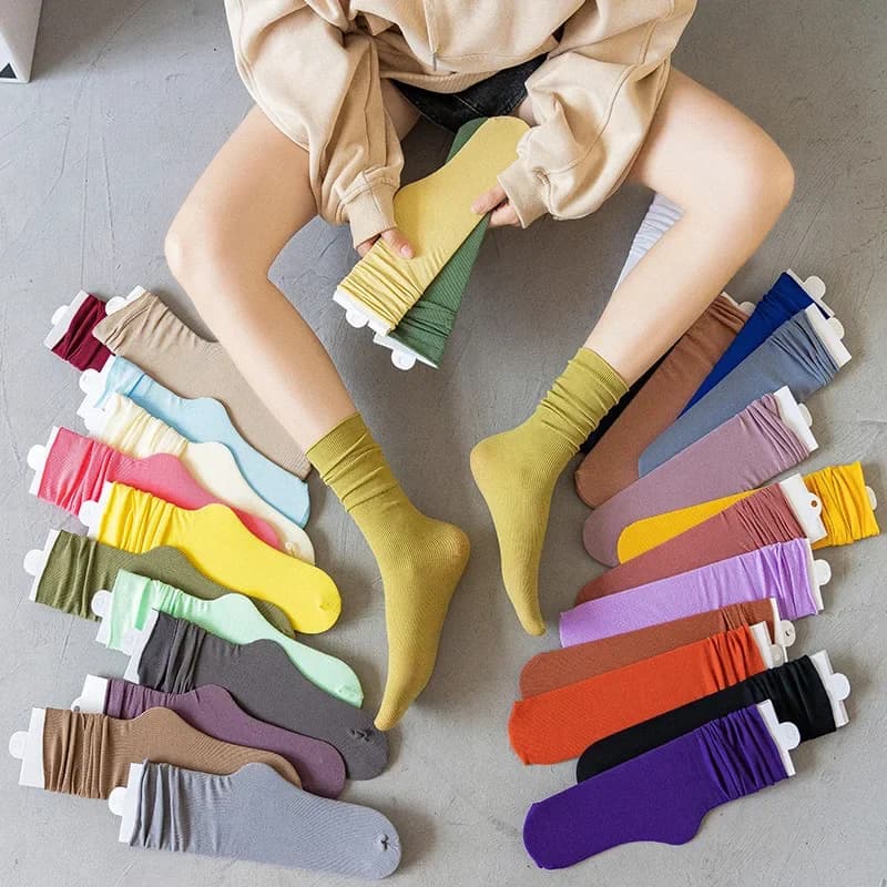 Chaussettes fines colorées pour femmes, 1 paire, longues, à la mode, solides, pour étudiantes, nouvelle collection printemps été