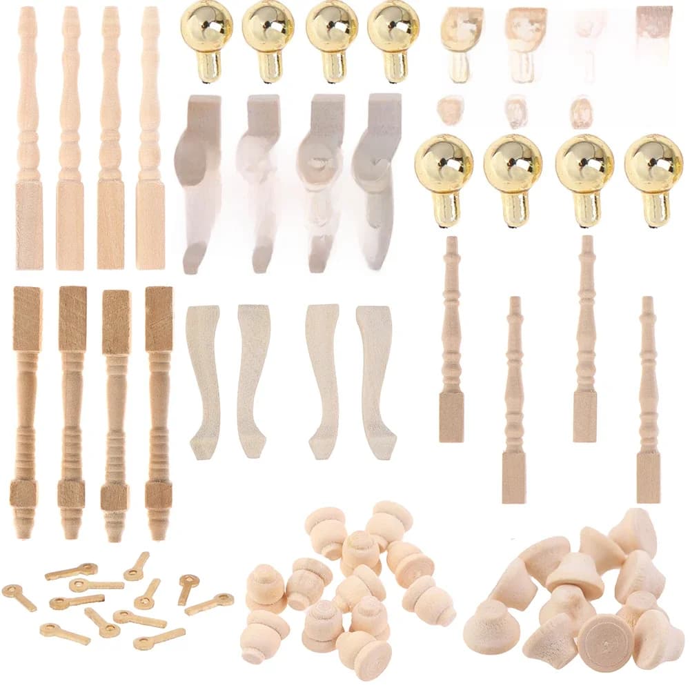 Mini pièce de meubles de maison en beurre, armoires de poche, table à thé, pieds de canapé, poignées de MELFoy, patte de bois bricolage, accessoires de décoration murale