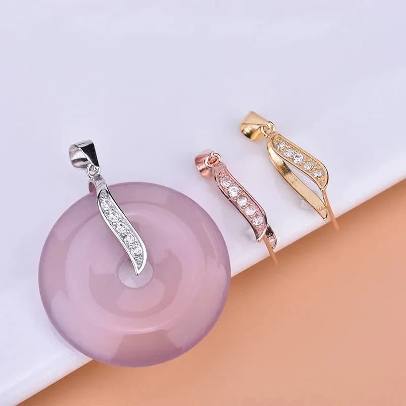 Boucle pendentif en forme de haricot en argent sterling 925, jadéite, cire d'abeille, jade, sécurité, boucle ardillon, DIY, accessoires