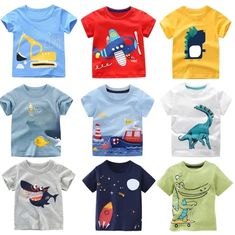 2 3 4 5 7 9 ans été bébé garçons à manches courtes T-shirt enfants enfants coton dessin animé hauts pour petits garçons KF1022