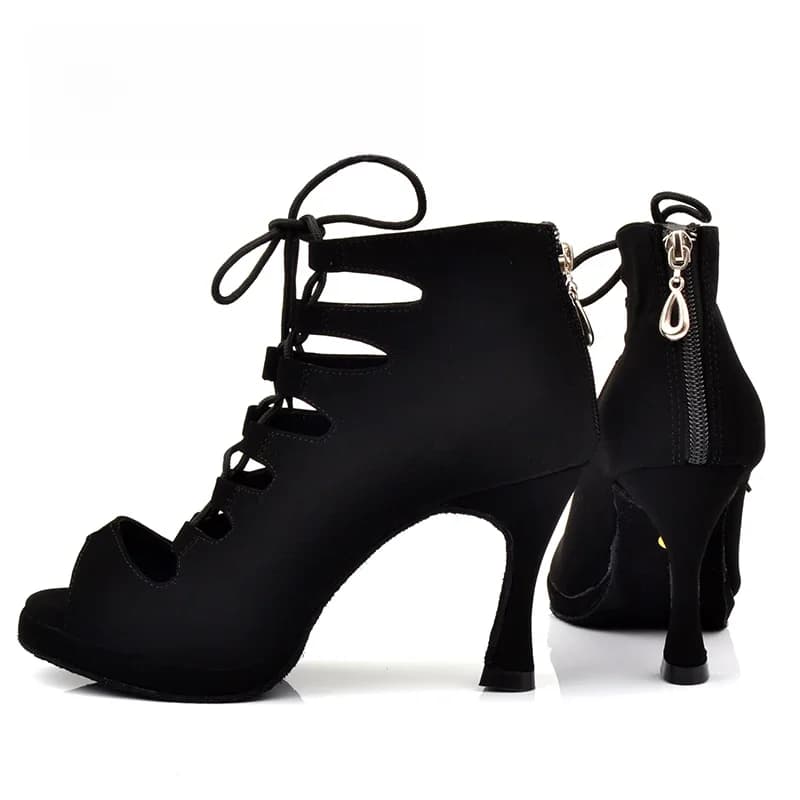 Ladingwu Chaussures de danse latine pour femmes, Chaussures de tango de salle de Rh, Plate-forme pour dames, Glutnel confortable, Noir, 9cm, Cuba, Nouveau