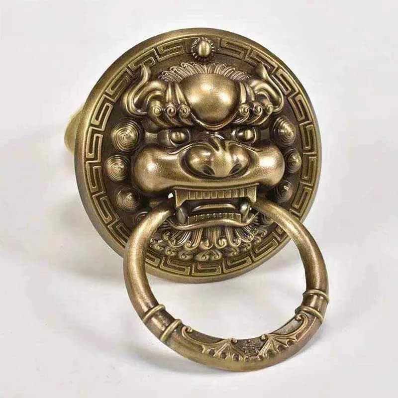 Lenth – grand battoir de porte de Lion Antique, en laiton de 190mm, décoration de maison avec vis