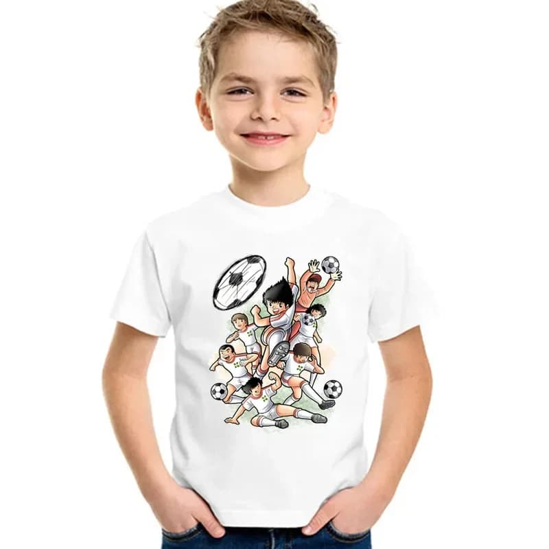 T-shirt imprimé services.com Tsubasa Le Petit footballeur pour enfant, vêtement d'été pour garçon et fille, HKP2309