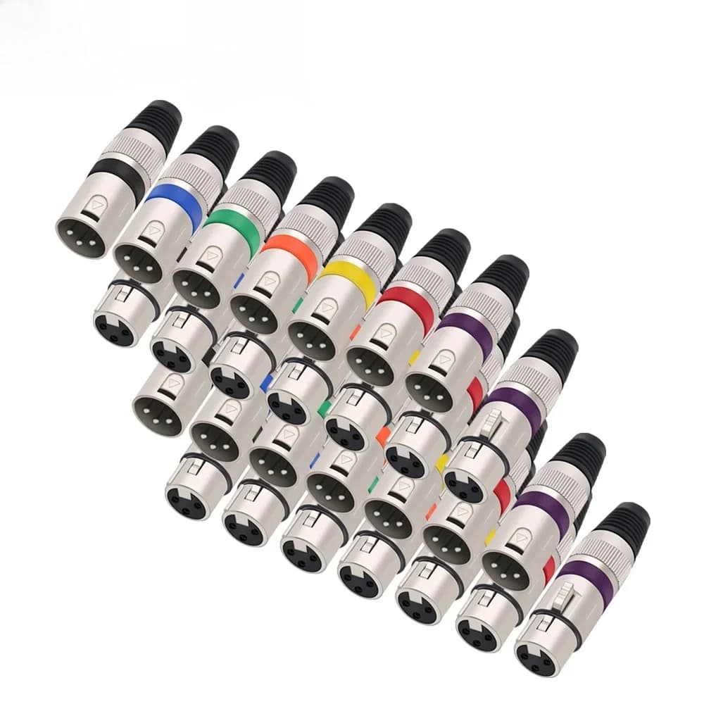 Connecteur de câble XLR 3 broches mâle/femelle, 3 pôles, pour microphone, 7 couleurs
