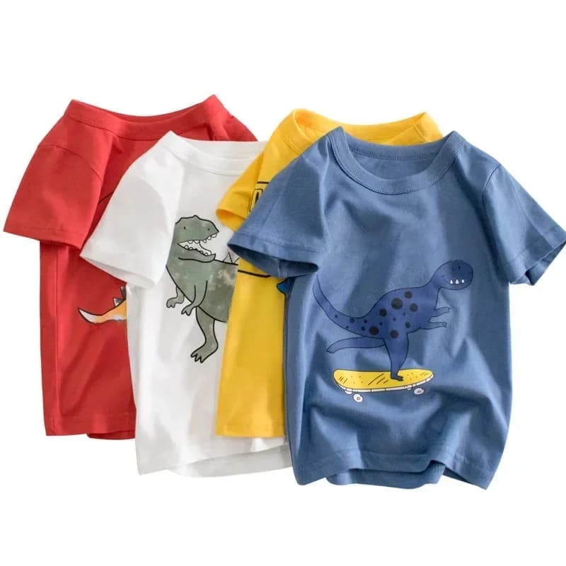2-9 ans t-shirt animaux de bande dessinée bébé enfants garçons filles enfants coton manches courtes vêtements d'été dinosaure impression KF917