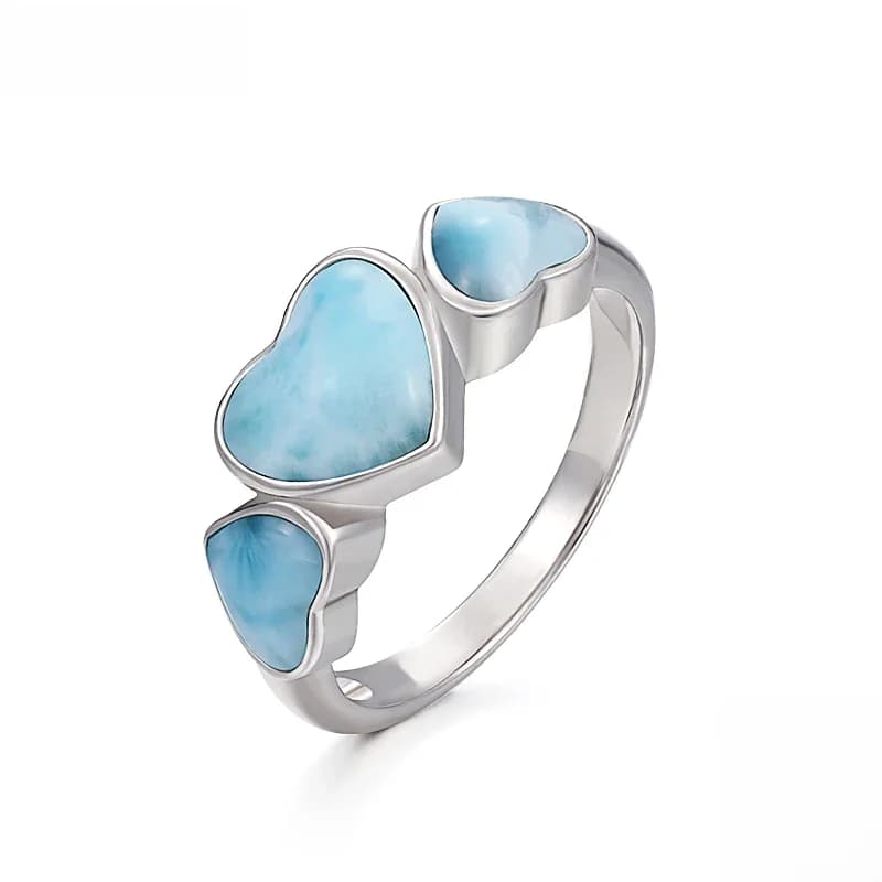 Bague en argent Sterling 925 avec pierres précieuses naturelles pour femme, bijou féminin de type Larimar, Design géométrique, classique et Simple