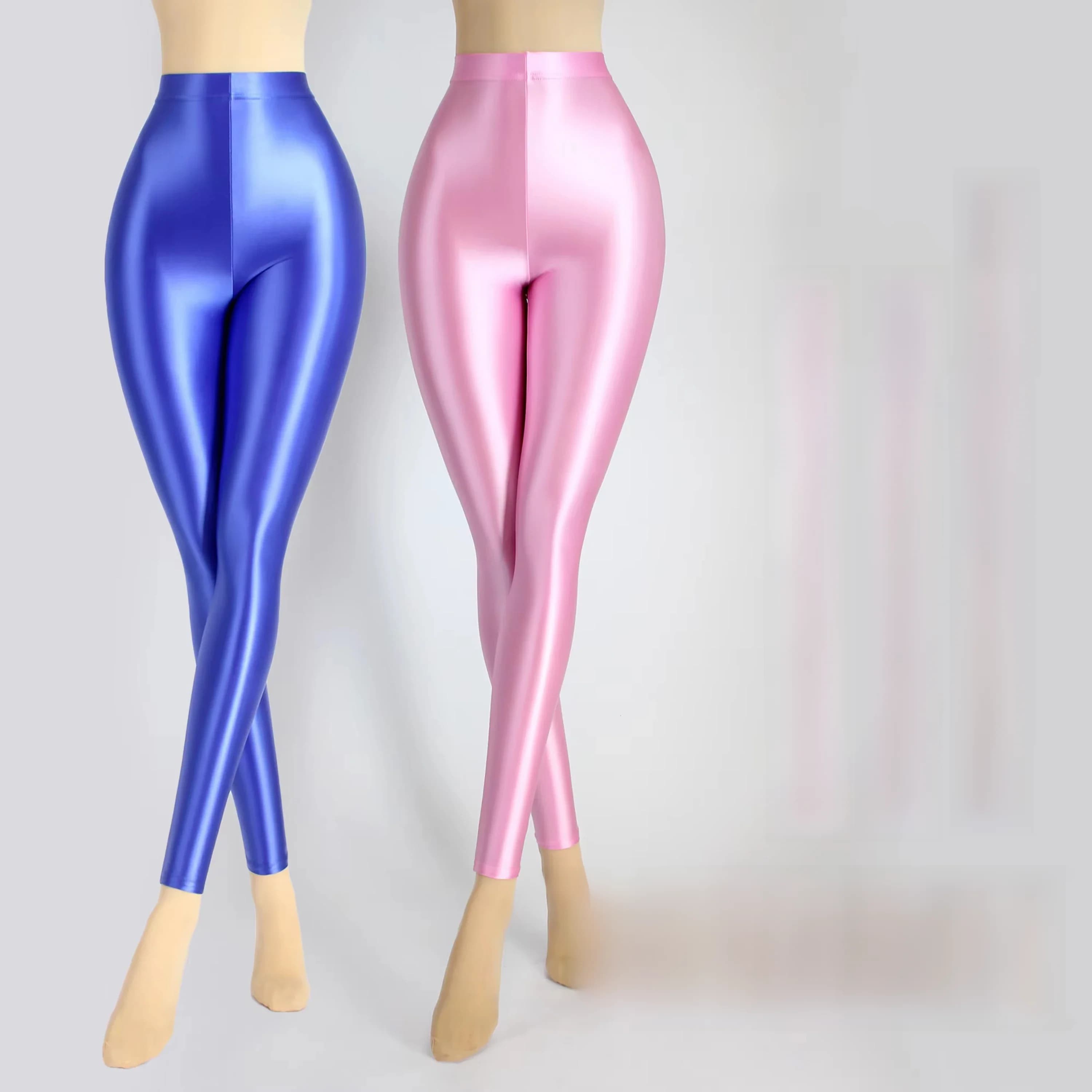 XClocKNYoung Pantalon sans jambes en satin brillant, collant sexy, pantalon en soie, coupe slim, haute élasticité, soyeux, pour yoga, natation et sport