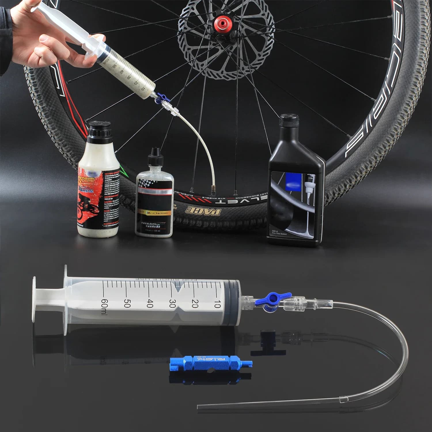 Risque RL225 vélo vélo Tubeless pneu scellant injecteur outil d'injection seringue Schrader Presta Valve noyau outil de retrait