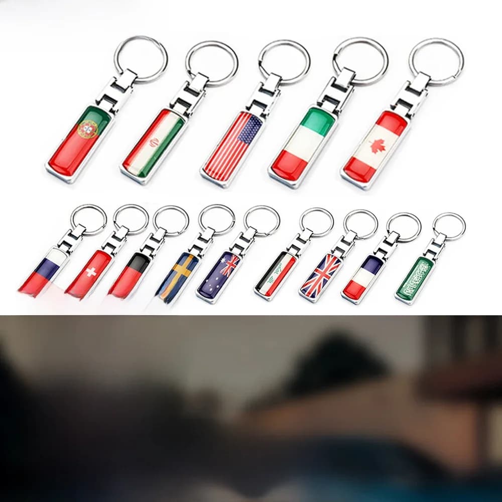 DSYCAR 1 porte-clés drapeau national avec anneaux détachables, porte-clés de voiture en métal robuste pour hommes et femmes