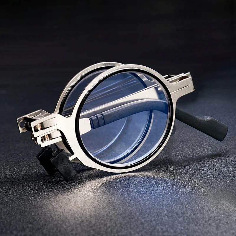 Lunettes de lecture pliantes pour hommes, étui, loupe, serrure Portable, lumière bleue, presbytes, monture de lunettes + 4
