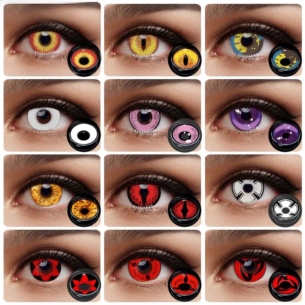 AMARA – lentilles de Contact colorées pour les yeux, dessin animé, Cosplay, bleu, violet, Halloween, beauté, maquillage, 2 pièces