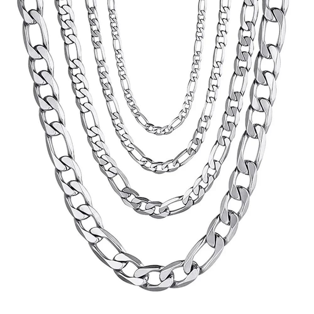 16-28 pouces Figaro NK chaîne en acier inoxydable collier lien câble corde fermoir à homard pour hommes femmes haute qualité bijoux cadeau