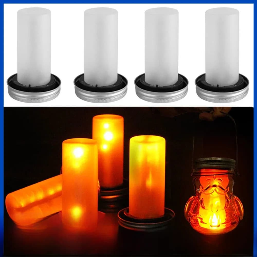 Solaire LED Mason Jar Lit Lumière Torche Flamme LED Chaud Extérieur Intérieur Décoratif De Noël Lampadaire Lanterne Jardin Bouteille Lumières