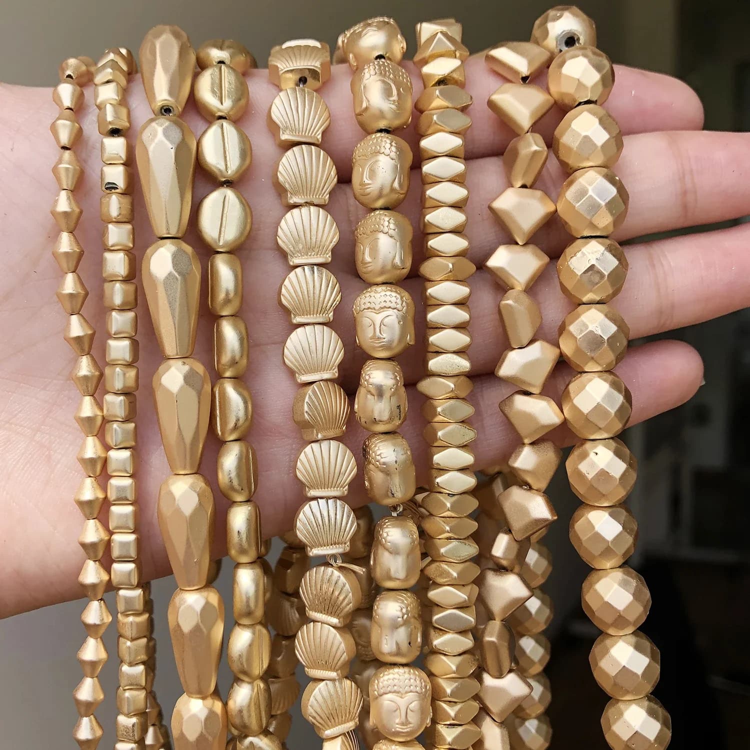 Perles en pierre d'hématite dorée KC mate naturelle, en vrac, pour la fabrication de bijoux, bricolage, bracelet à breloques, collier, 15 pouces, vente en gros