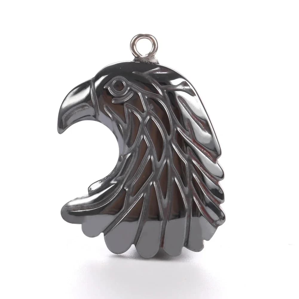 Pendentif en pierre d'hématite d'aigle naturel, perle breloque en métal 30x25x5mm, bijoux, accessoires de fabrication de colliers à faire soi-même pour femmes et hommes