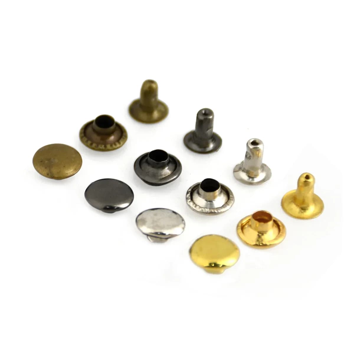 100 ensembles de Rivets à capuchon unique en métal, goujons ronds de 3mm ~ 10mm pour bricolage, sac artisanal en cuir, ceinture, vêtements, chapeau, chaussures, décor de collier pour animaux de