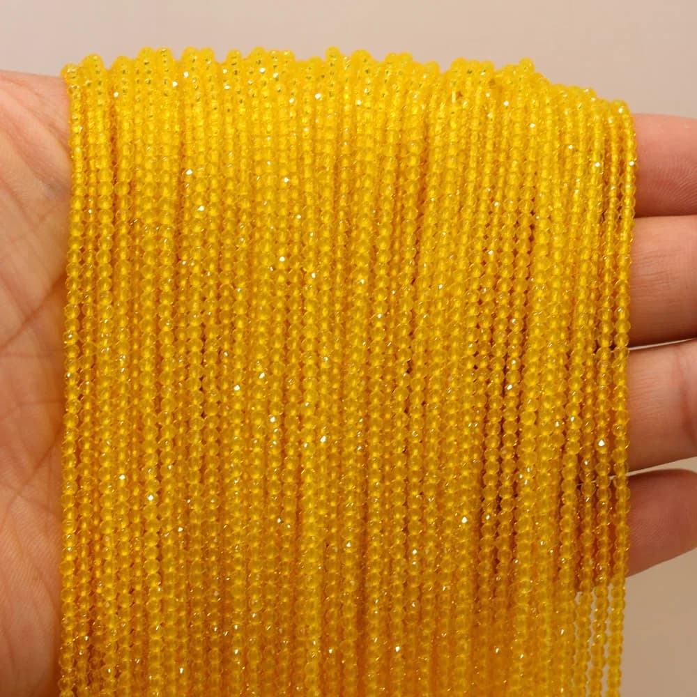 Perles rondes Section 2mm pierre semi-précieuse naturelle spinelle jaune perle en vrac pour les femmes fabrication de bijoux bracelet à bricoler soi-même collier 38cm