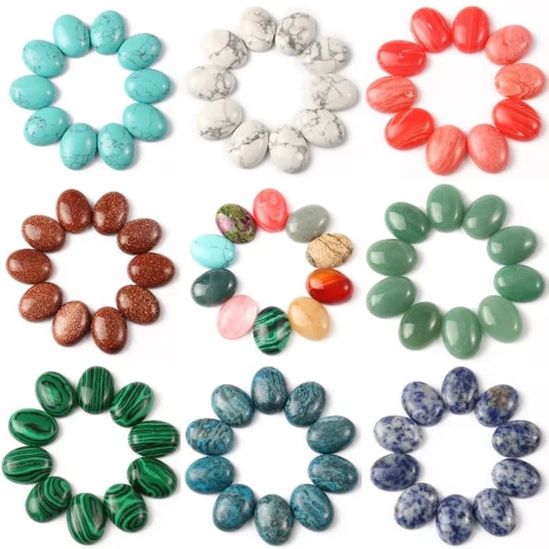 10 pc/lot mixte ovale cabine CABOCHON Turquoises améthystes Quartz pierre perles pour la fabrication de bijoux bricolage fabrication de bijoux artisanaux anneau