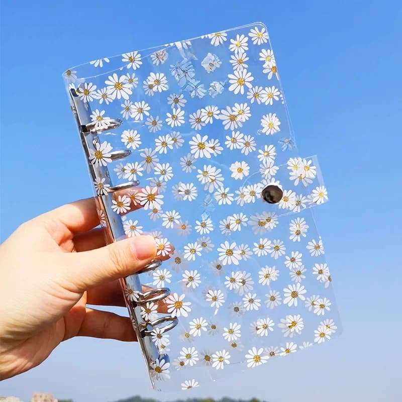Carnet de notes A6 Little Daisy, classeur Transparent à 6 anneaux, dossier à feuilles mobiles, fournitures scolaires et de bureau Kawaii