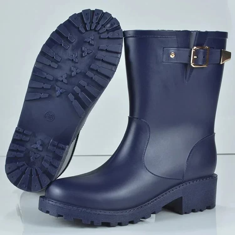 Bottes imperméables en caoutchouc solide pour femmes, chaussures de pluie, plates, design de marque, à la mode