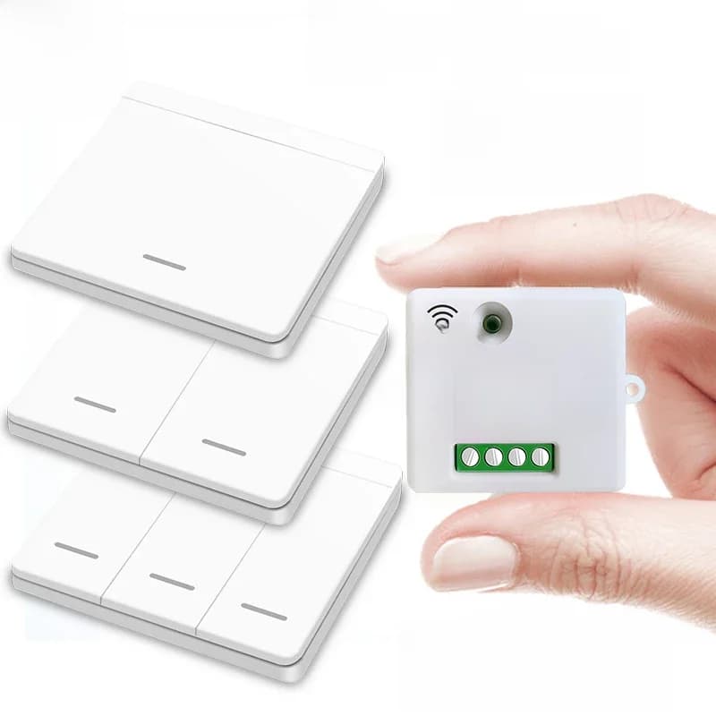 Mini Interrupteur sans fil Mural Connecté WiFi RF 433MHz Commutateur Avec Minuterie, Module Relais, Bouton Poussoir, Compatible Avec Tuya Smart Life, Google Home, Alexa, DIY