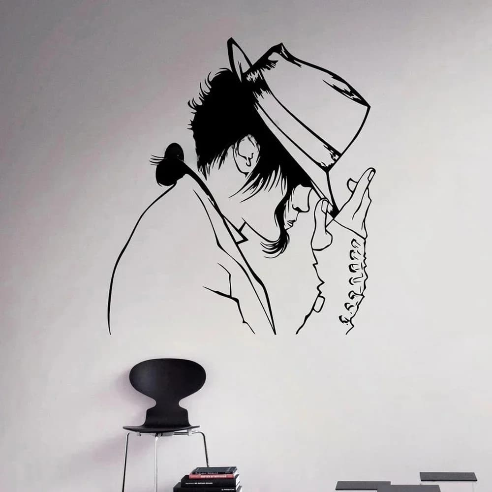 Autocollant mural de musique Michael Jackson, autocollant mural en vinyle roi du Pop, décor artistique mural, musique, décoration intérieure de salle de maison, Design B495