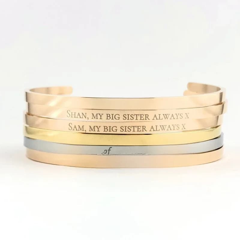 Bracelet personnalisé en acier inoxydable, gravure laser, nom, date, lettre, coordonnées, manchette, cadeau pour les amoureux, 4mm de largeur