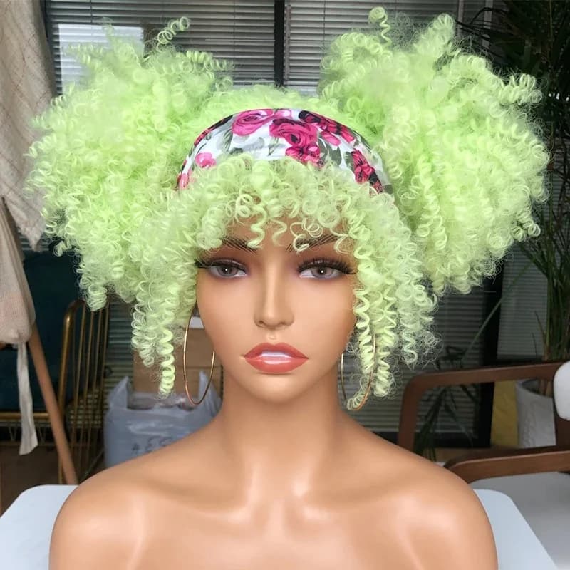 Perruques Afro bouclées crépues courtes avec frange pour femmes noires, perruque synthétique naturelle brune mixte Blonde, perruque de fête Cosplay quotidienne, 14 pouces