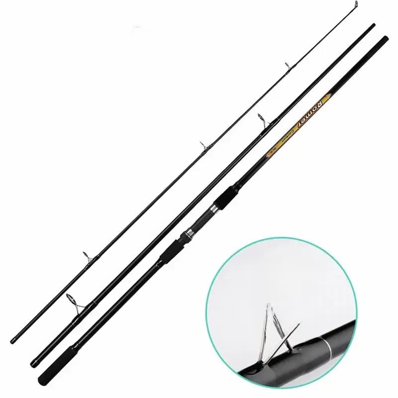 Canne à pêche surfcasting en fibre de carbone 3 sections ZZ15 BENDY, poids de lancer 50-150g, longueurs 3.3m 355g, 3.6m 420g, 3.9m 440g, diamètre de la pointe 3.3mm, diamètre de la poignée 21mm