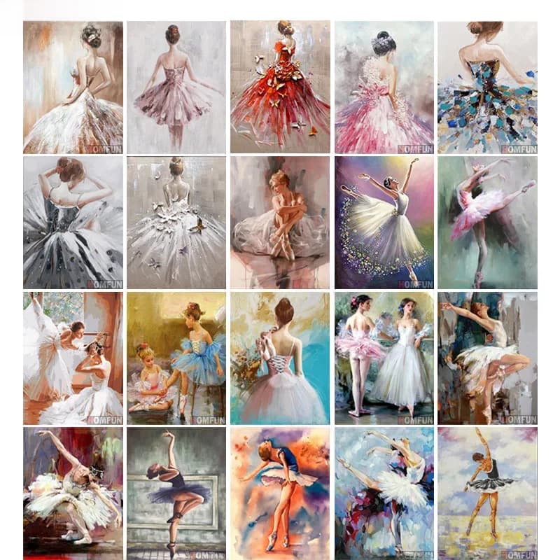 HOMFUN – peinture diamant thème «danseuse de Ballet», broderie complète 3D, perles rondes ou carrées, points de croix, à faire soi-même, décoration d'intérieur, cadeau, 5D