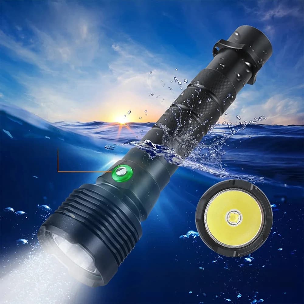 Asafee-Lampe de Poche Sous-Marine LED M53 Pteuse 2 de 60m, Torche Étanche IPX8, Super Brillante de 30W