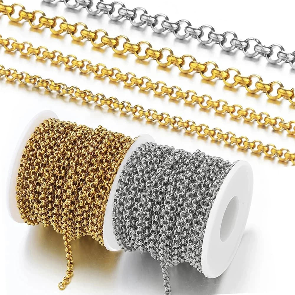 1 mètre couleur or chaînes en acier inoxydable collier chaîne pour bracelet à bricoler soi-même fabrication de bijoux composants résultats fournitures 2.5/3/4mm