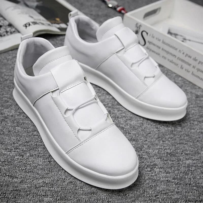 Chaussures décontractées en cuir pour hommes, mocassins à enfiler, chaussures à plateforme blanches, mocassins souples, conduite de loisirs, marque de mode