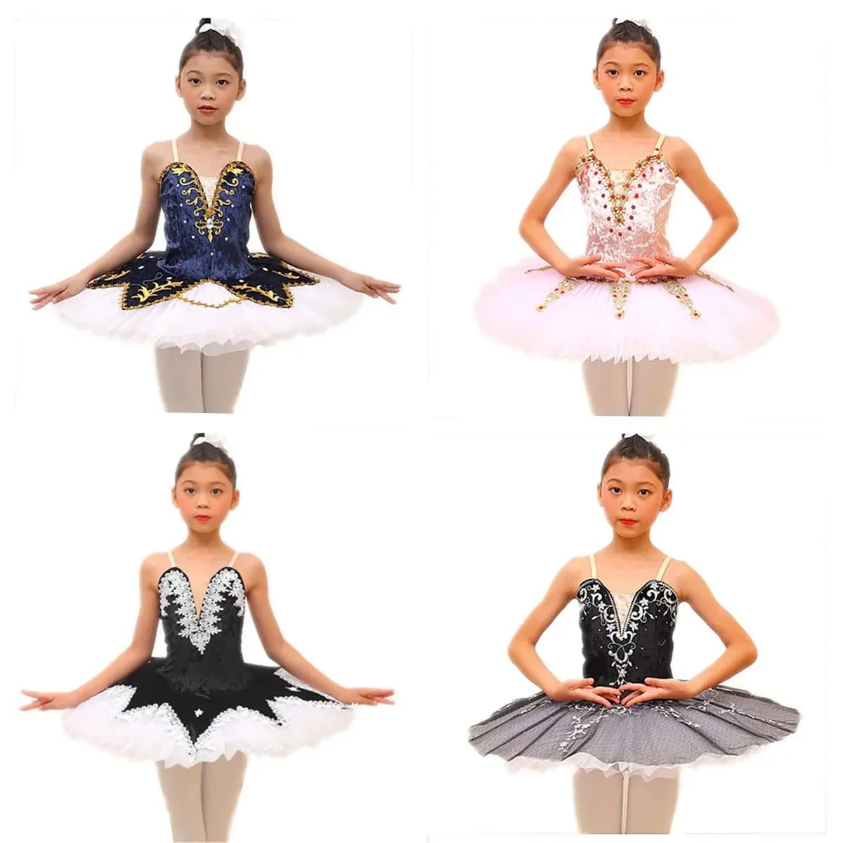 Jupes de ballet tutu blanches pour ballerine, robe fzLake, fleur, patinage artistique, performance, vêtements de danse du ventre