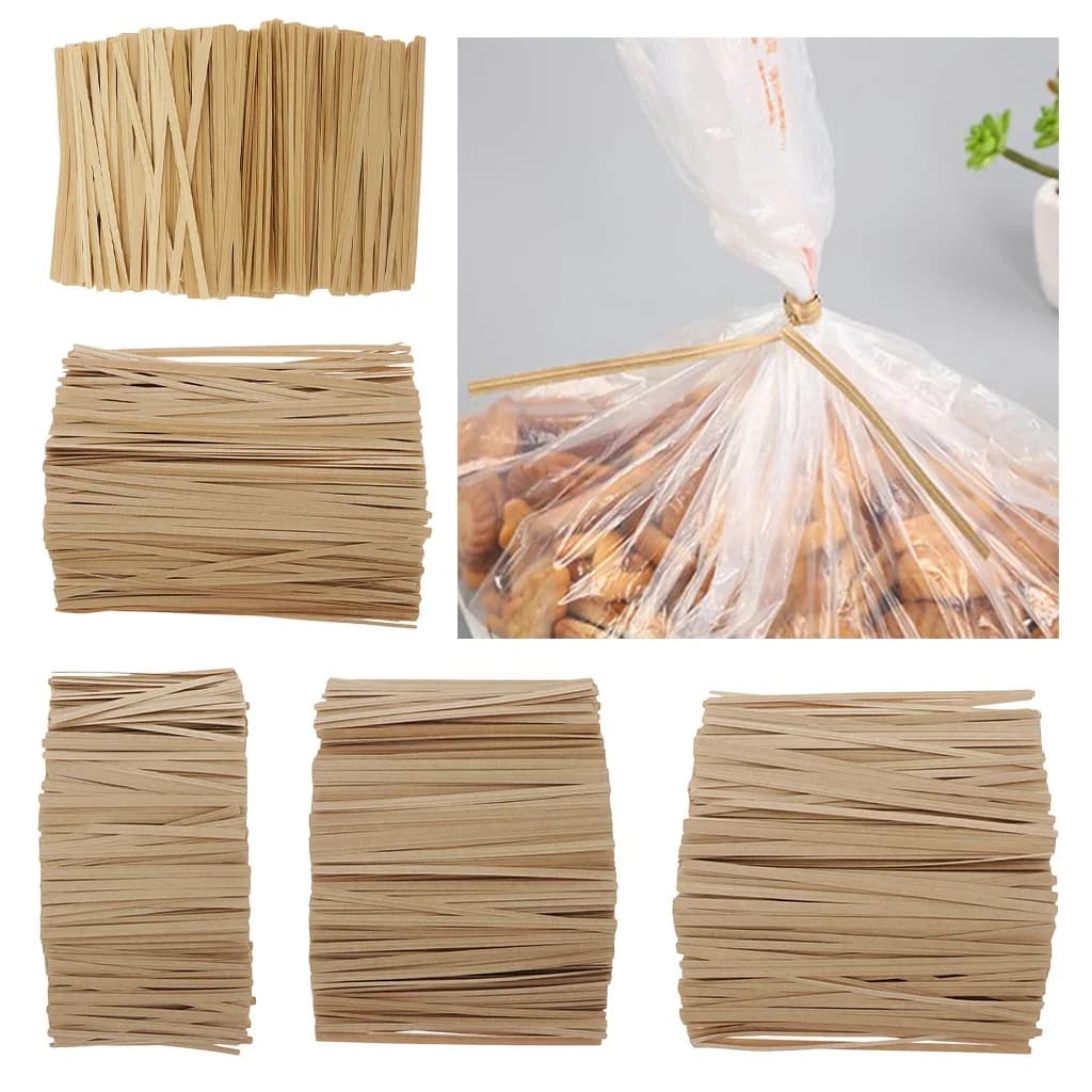 Attaches torsadées en papier Kraft, 1000 pièces, pour fête, violoncelle, sacs à bonbons, gâteaux Pops
