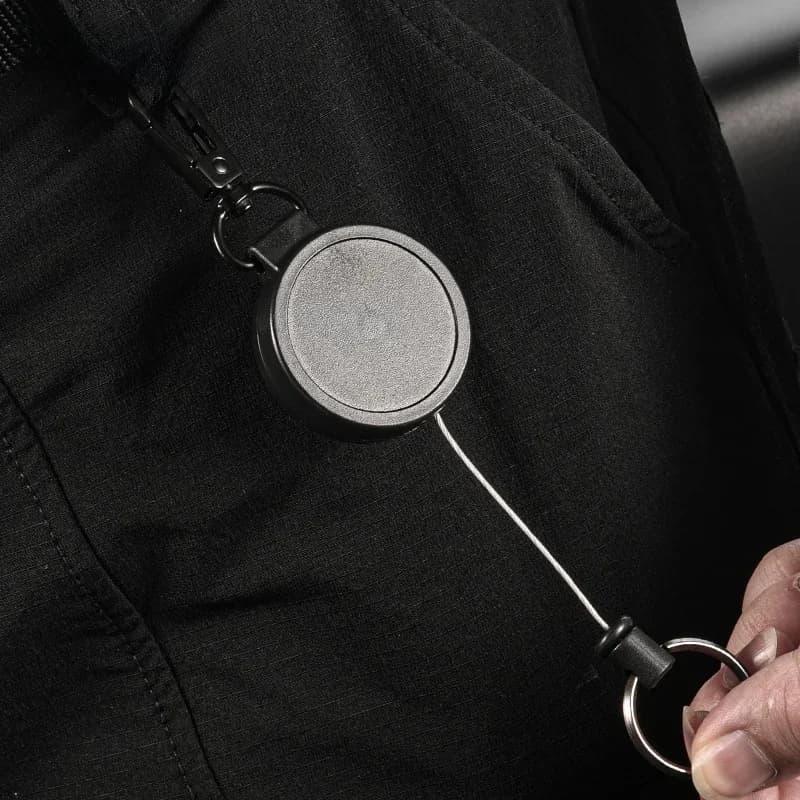 Porte-Clés Télescopique Anti-Perte, Corde en Acier de Résilience, artificiel astique, Alarme Sportive Rétractable, H44, 70cm