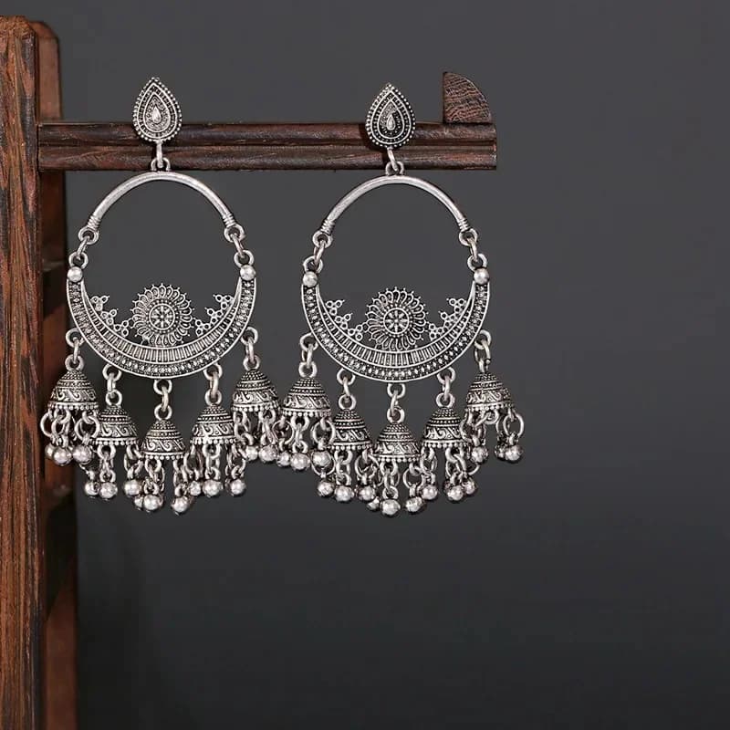 Grandes boucles d'oreilles turques sculptées ethniques Boho pour femmes, faites à la main, classique, document en or, vintage, clochette, pompon, bijoux gitans