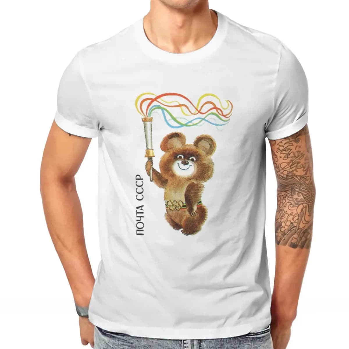 URSS Misha l'ours t-shirt Vintage graphique haute qualité t-shirt grande taille col rond hommes vêtements