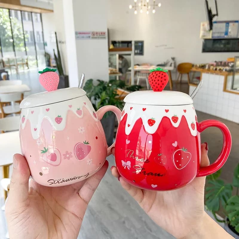 Tasses en céramique Harvey de fruits, art de coeur de fille rose, petite bouteille d'eau douce, tasse de ventre d'affaires de bureau, tasse mignonne de verres de café