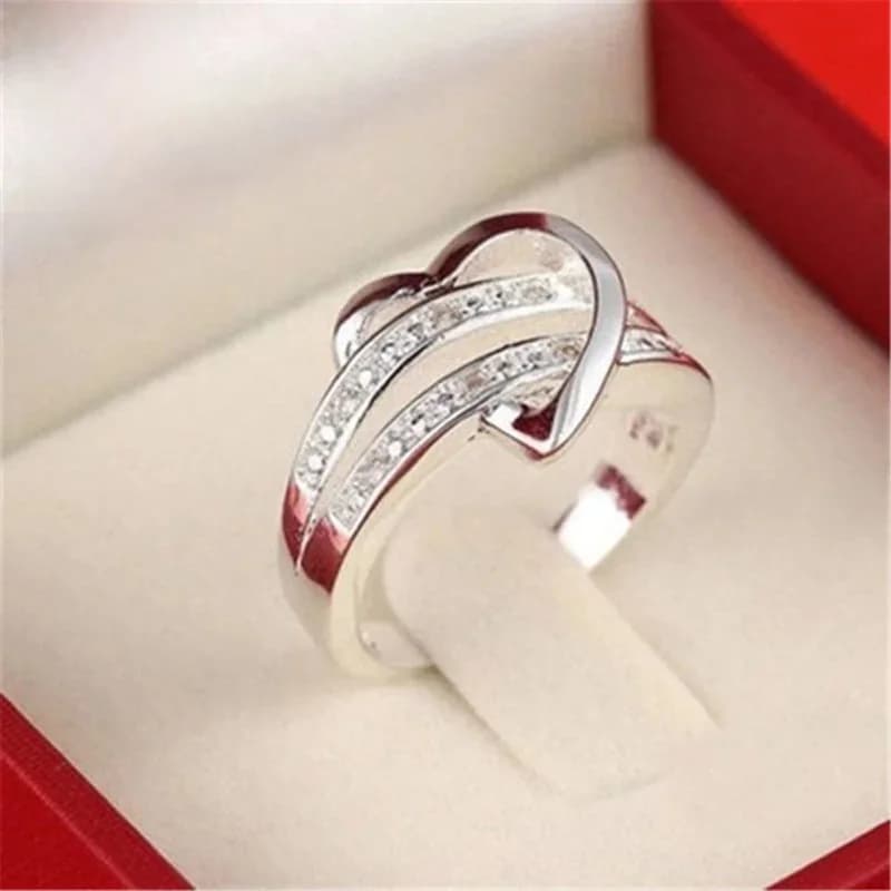 Bague en argent Sterling 925 pour femme, bijou féminin élégant, à Double rangée, en forme de cœur, 925