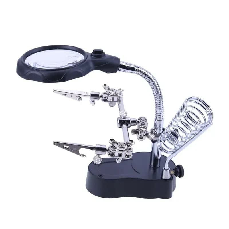 Loupe de bureau universelle, soudage Loupe 3.5X-12X Lentille LED Support sur pied Soudage Bijoutier Réparation