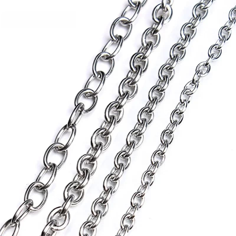 Chaîne à maillons O en acier inoxydable, 5 mètres/lot, 3 4 5 6mm, en vrac, pour femmes et hommes, chaînes à maillons en vrac pour la fabrication de colliers et de bijoux
