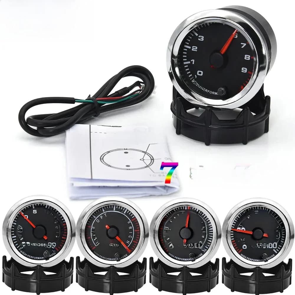 Compteur de régime de voiture 7 couleurs, tachymètre 0~10000 tr/min, 2 pouces (52 mm), universel, avec aiguille LED blanche, pour voiture 12V