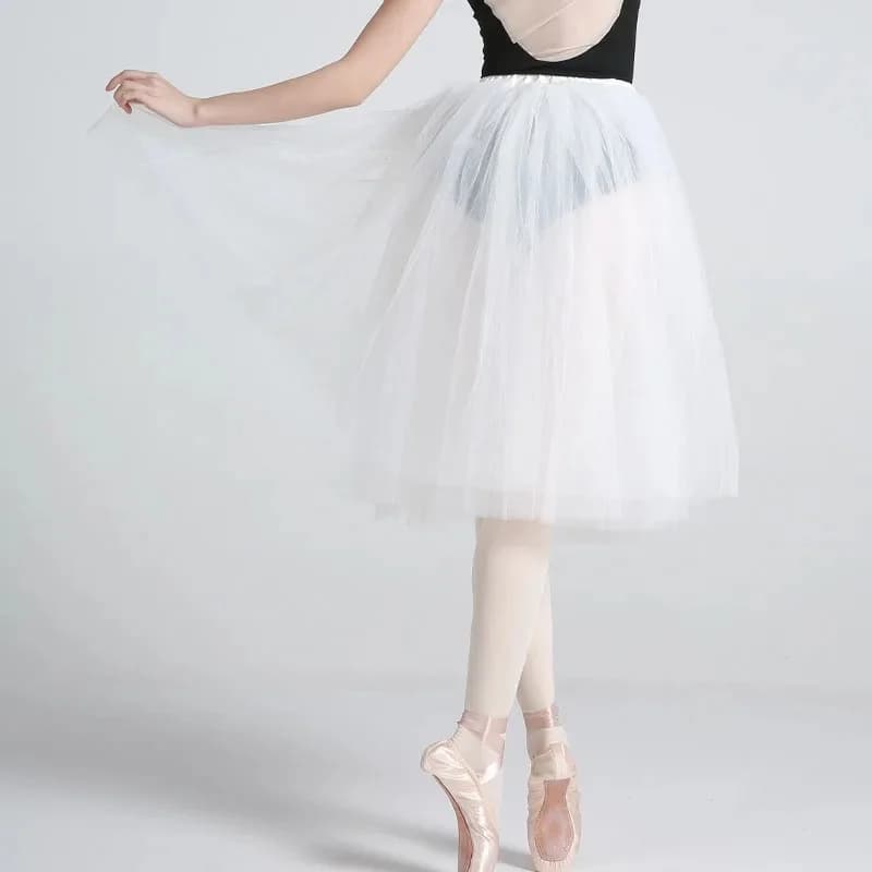 Jupe de danse de ballet en tulle blanc et noir à 4 couches pour adultes, tutu, jupons moelleux, jupes de ballet en tulle, jupons pour mariage et fête