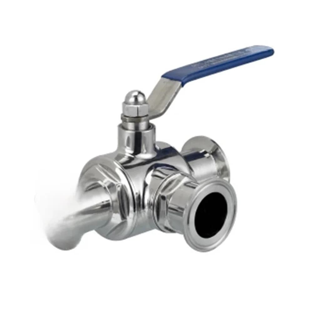 Vanne à Bille Sanitaire en Acier Inoxydable 304, 3 Voies, 1.5 Pouces, OD 50.5mm, Type de Virole LeicClamp pour Journal Intime de Brassage à Domicile