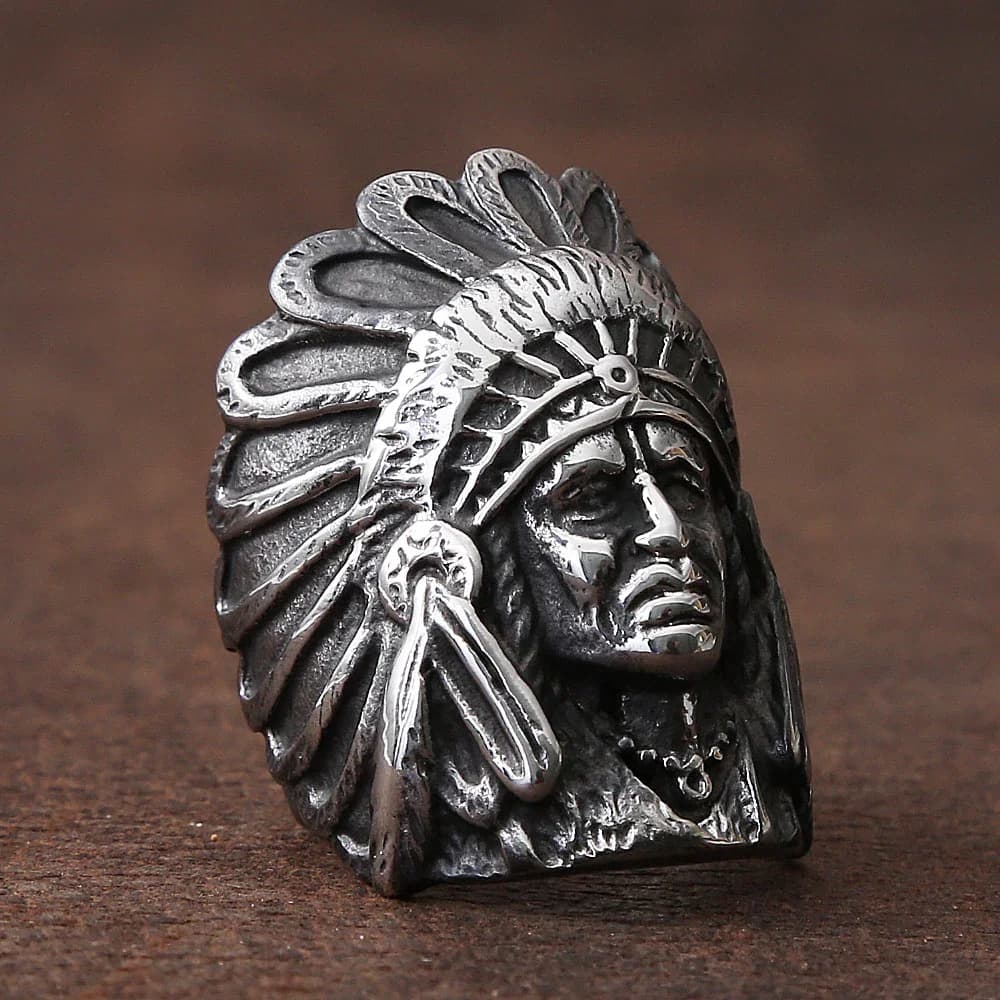 Bagues Vintage indiennes pour hommes, anneau de motard en acier inoxydable 316L, énorme anneau Punk Hip Hop, bijoux à la mode, cadeau