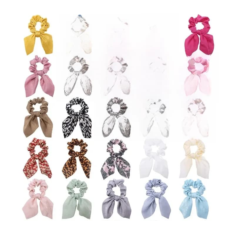 Chouchous à nœud pour femmes et filles, attaches de cheveux imprimées florales avec nœud, bandes élastiques pour cheveux, support queue de cheval, accessoires pour cheveux