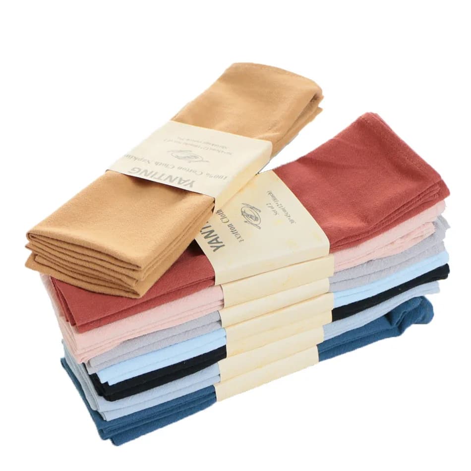 Ensemble de 12 serviettes de Table en coton, 30x45cm, tissu Durable, couleur uniforme réutilisable pour la cuisine, la salle à manger, décoration de pâques et de mariage