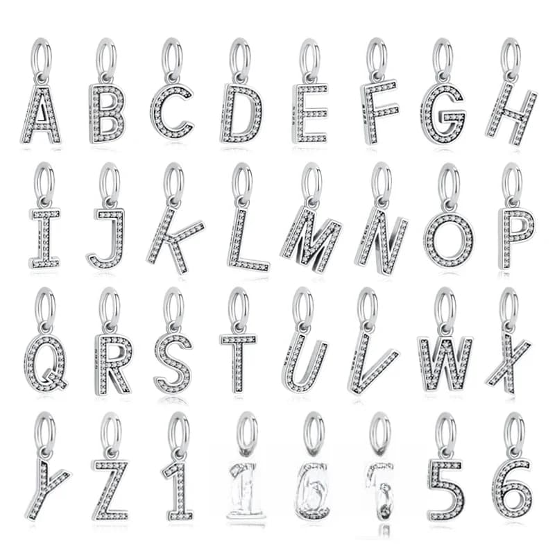 Breloques originales en argent Sterling 925 pour femmes, lettres A-Z 0-9 chiffres, pendentif, perles adaptées aux Bracelets de marque, colliers, bijoux